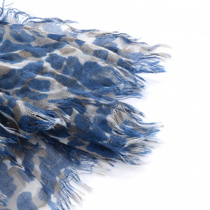 Louis Vuitton Cashmere Silk Leopard Stole Blue 4 of 6