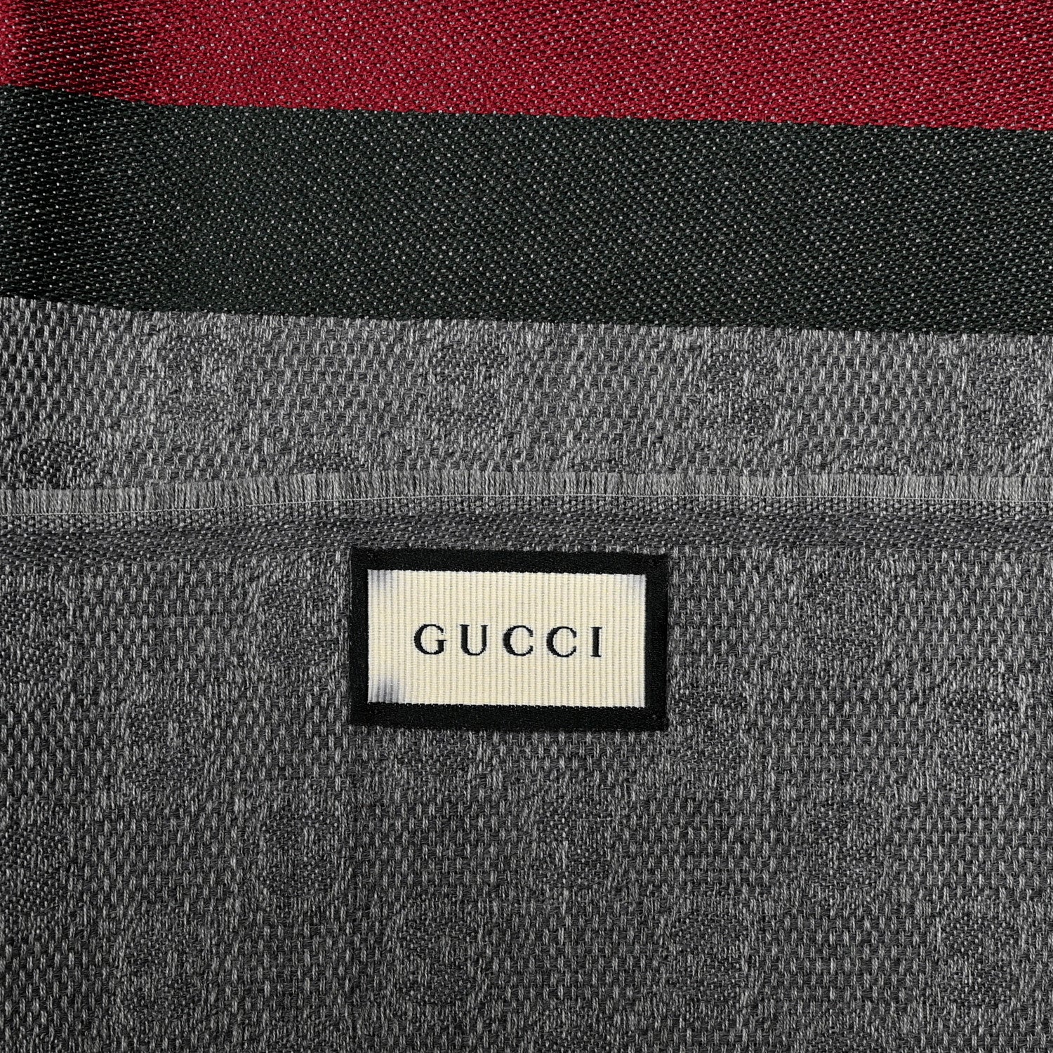 Gucci Wool Silk GG Monogram Web Verbiere Fringe Scarf Graphite Dark Green 3 of 5