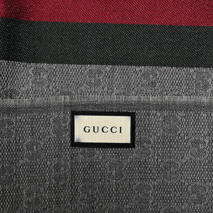 Gucci Wool Silk GG Monogram Web Verbiere Fringe Scarf Graphite Dark Green 3 of 5