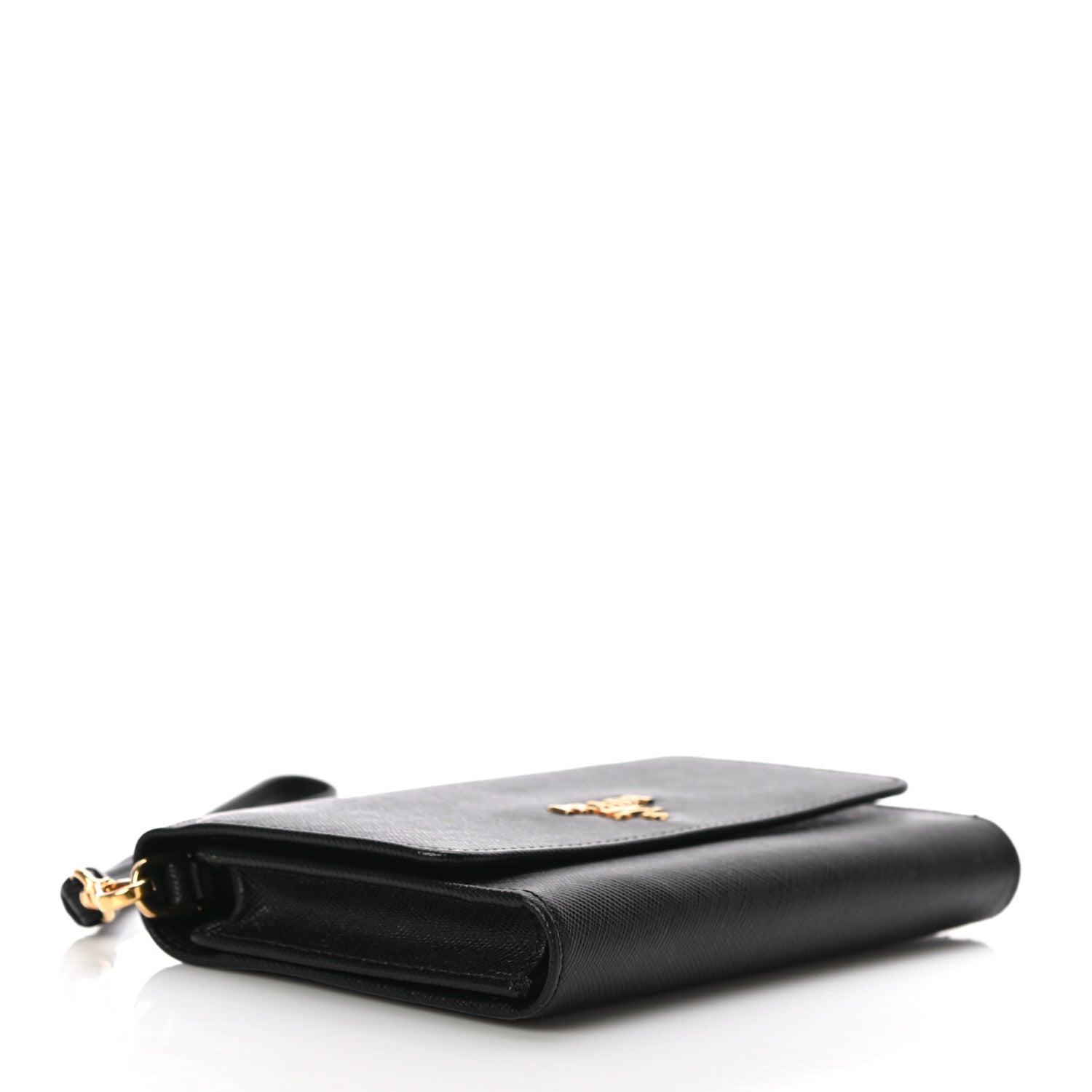 Prada Saffiano Metal Phone Wristlet Wallet Black 4 of 10