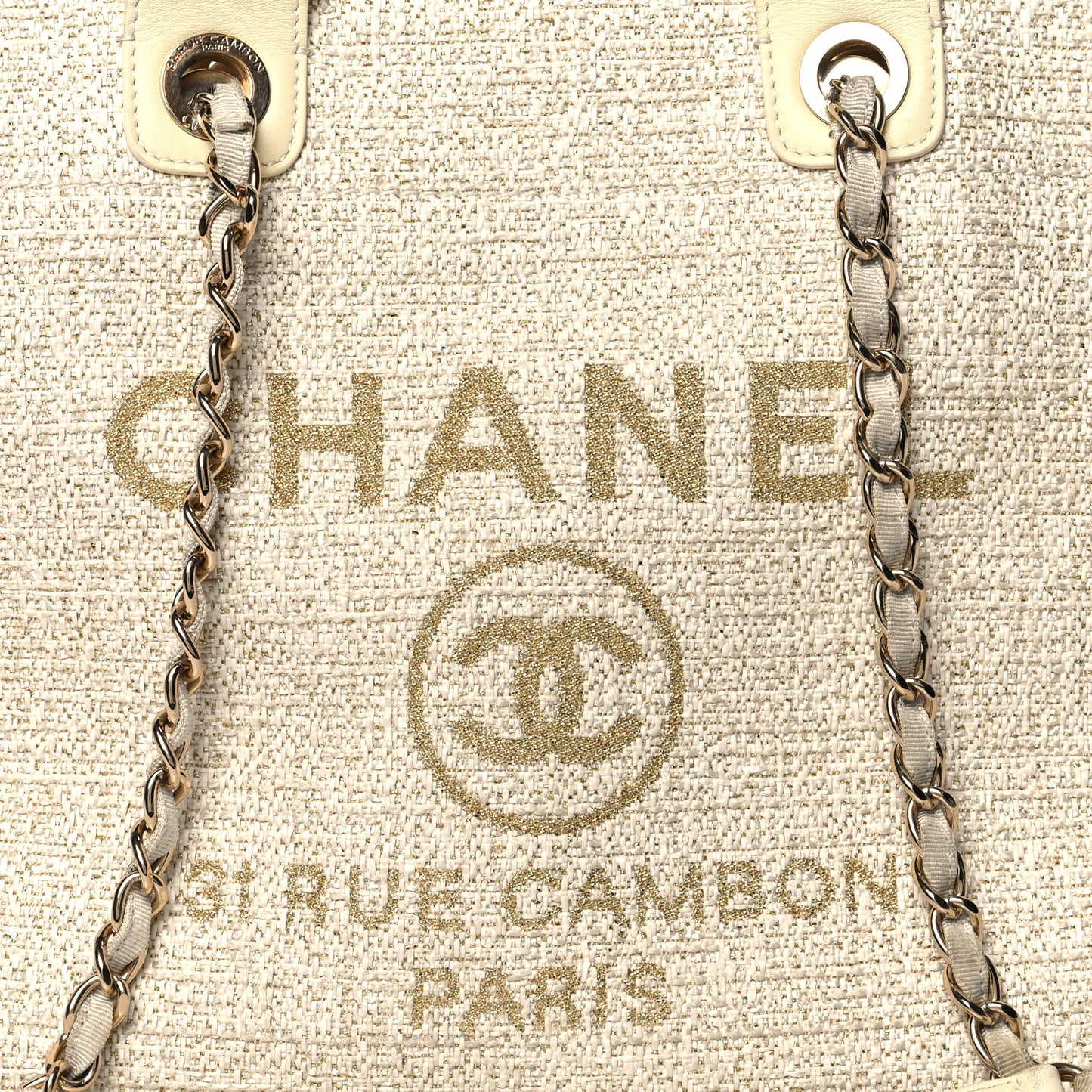 Lurex Boucle Medium Deauville Tote White