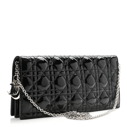 Christian Dior Patent Cannage Lady Dior Convertible Clutch Black 3 of 10
