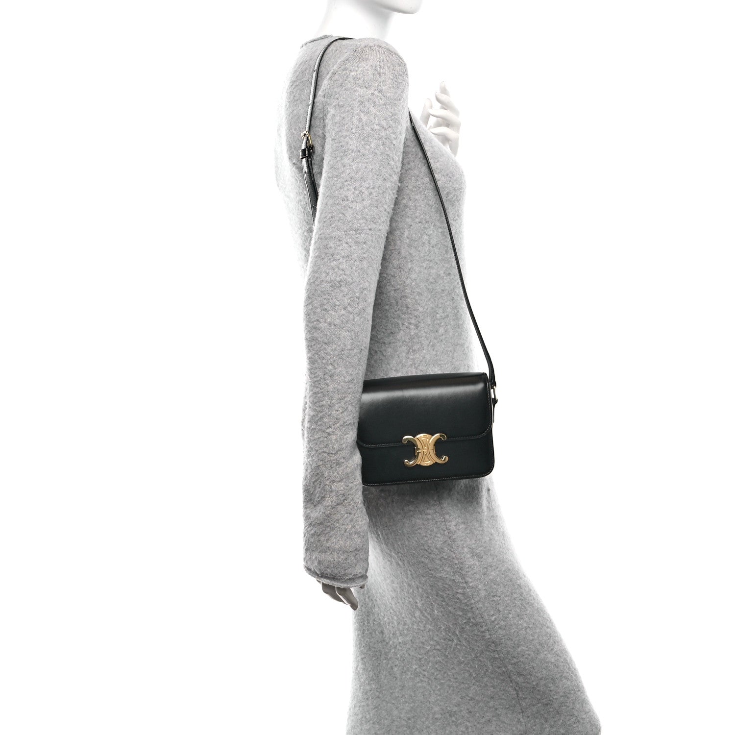 Celine Shiny Calfskin Teen Triomphe Black 2 of 10