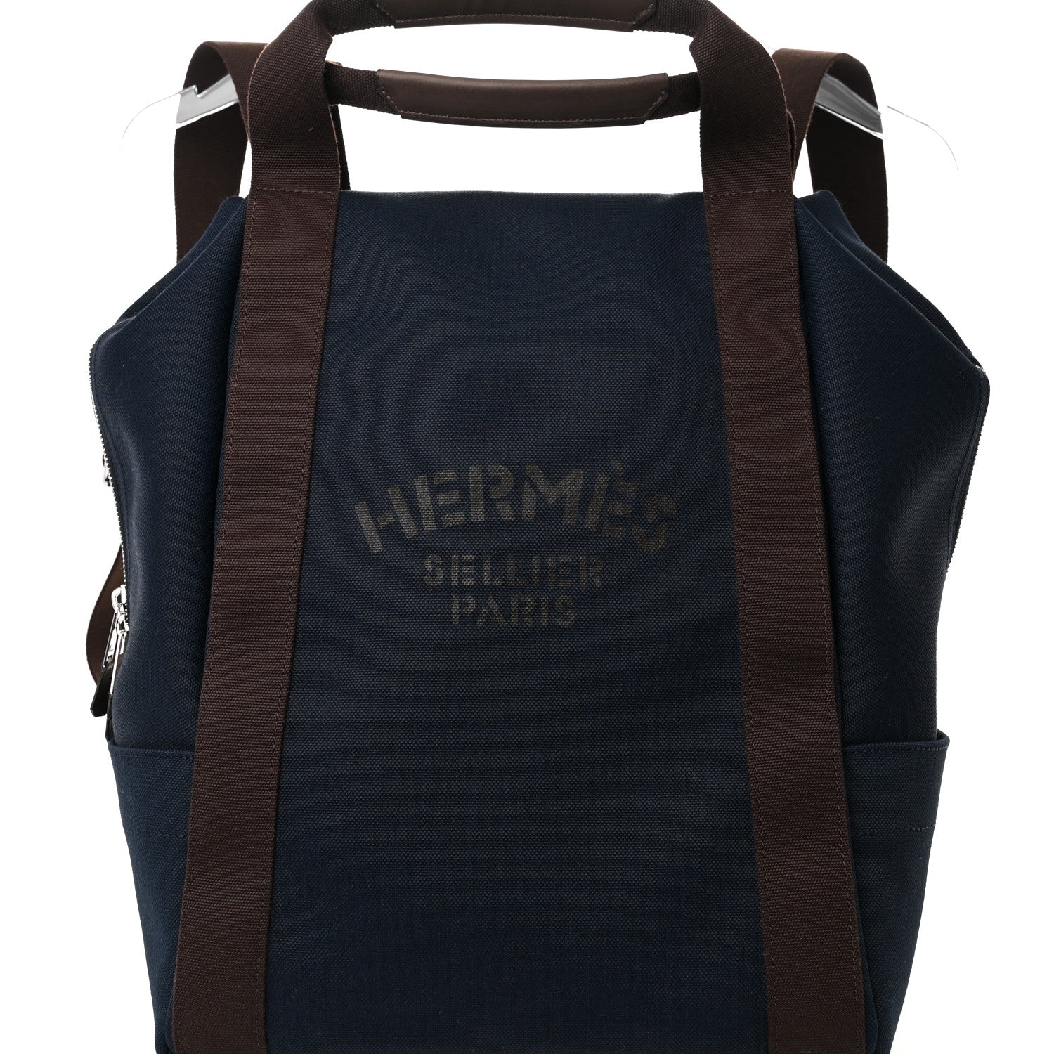 Hermes Toile Groom School Backpack Bleu Navy Feu 7 of 9