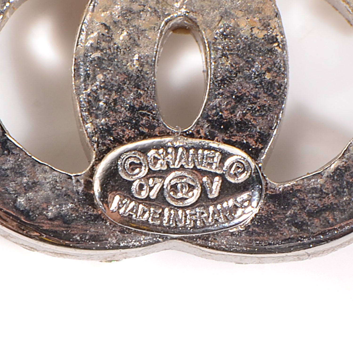 Chanel Crystal Timeless CC Earrings Silver 4 of 5