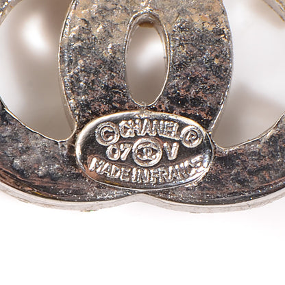 Chanel Crystal Timeless CC Earrings Silver 4 of 5