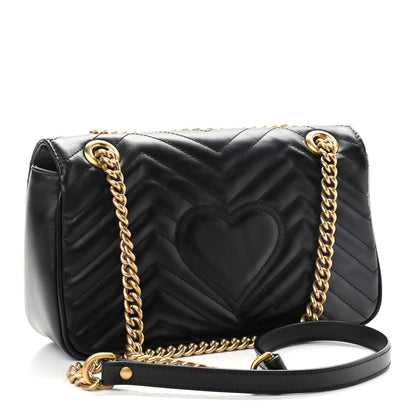 Gucci Calfskin Matelasse Small GG Marmont Shoulder Bag Black 3 of 9