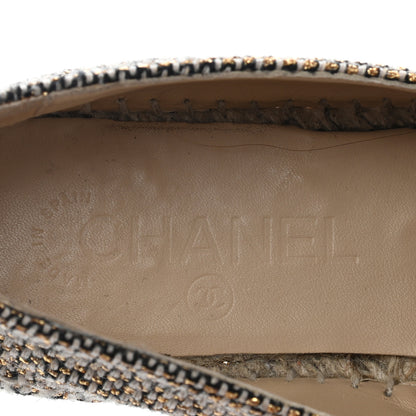 Chanel Tweed Grosgrain CC Espadrilles 36 Gold Beige Black 6 of 10