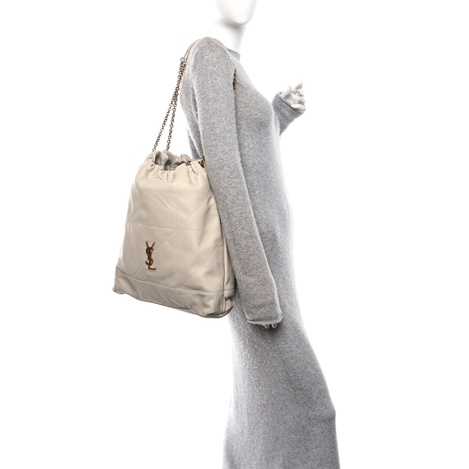Saint Laurent Lambskin Matelasse Monogram Large Jamie 4.3 Pochon Blanc Vintage 2 of 12