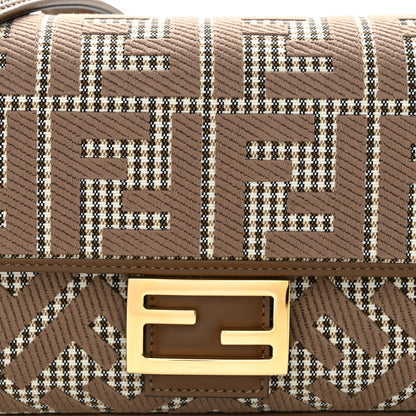 Fendi Wool Vitello King Houndstooth FF Embroidered Baguette Beige Moro 8 of 11