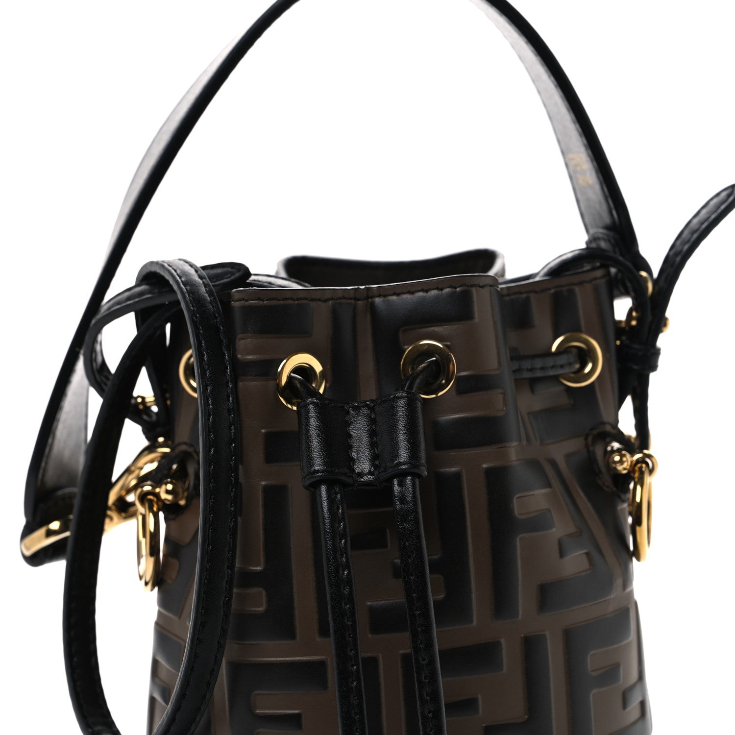 Fendi Vitello Liberty F is Fendi Bi-Color FF 1974 Embossed Mini Mon Tresor Bucket Bag Maya Black 8 of 12