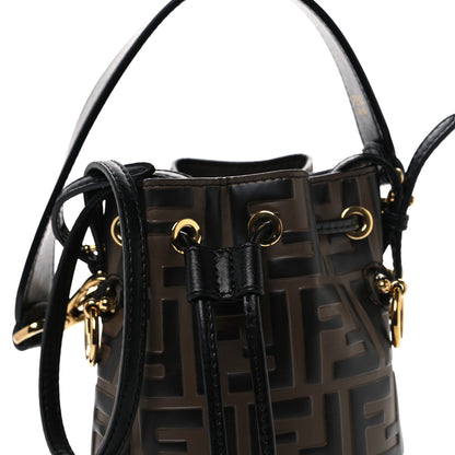 Fendi Vitello Liberty F is Fendi Bi-Color FF 1974 Embossed Mini Mon Tresor Bucket Bag Maya Black 8 of 12