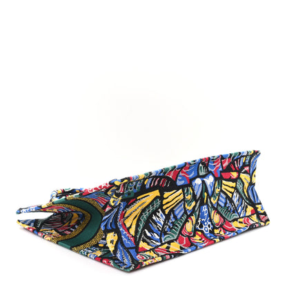 Christian Dior Canvas Embroidered Butterfly Book Tote Black Multicolor 4 of 10