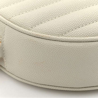 Saint Laurent Grain De Poudre Matelasse Chevron Quilted Round Vinyle Camera Bag Crema Soft 10 of 11