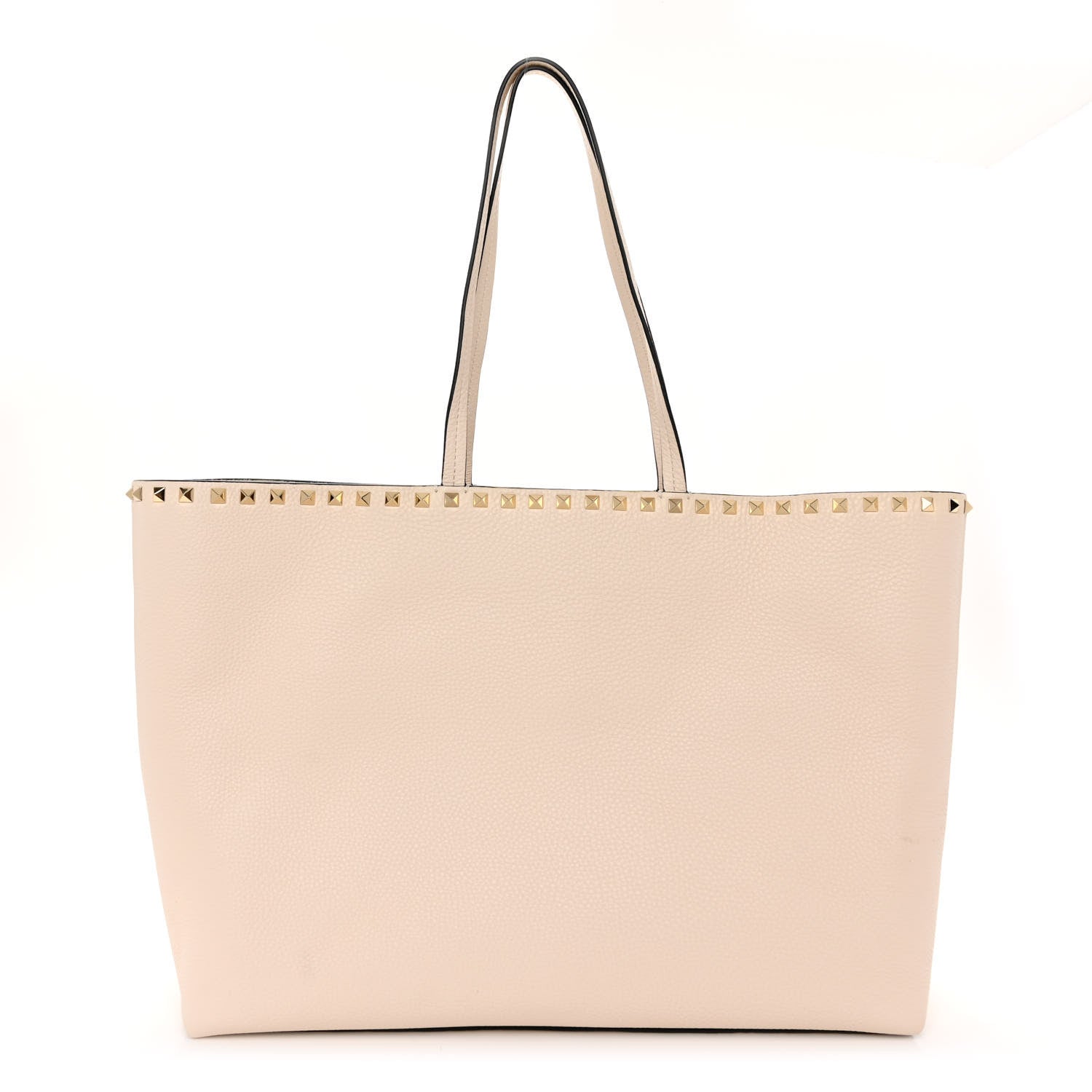 Valentino Garavani Grained Calfskin Rockstud Shoulder Tote Light Ivory 1 of 9