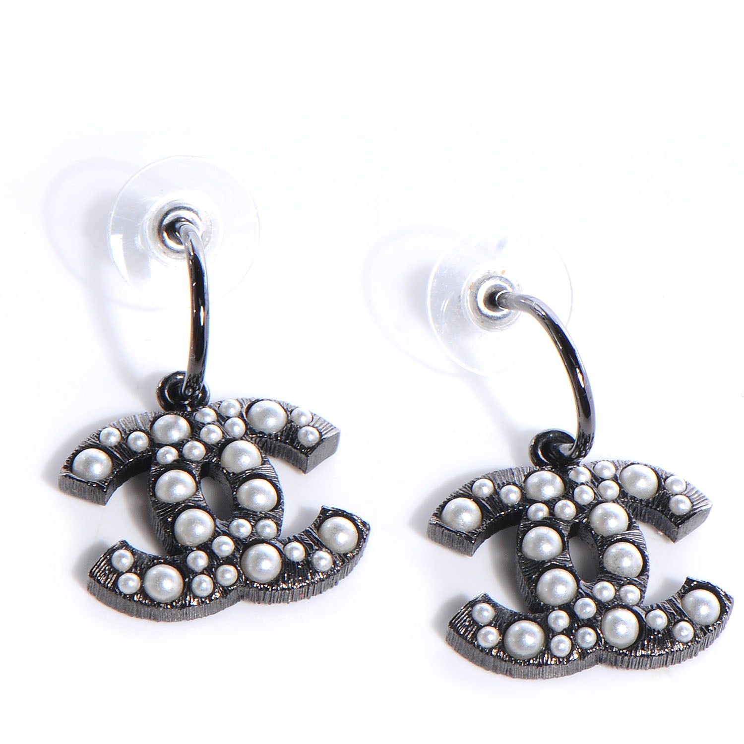 Chanel Pearl CC Dangle Earrings Black 1 of 5