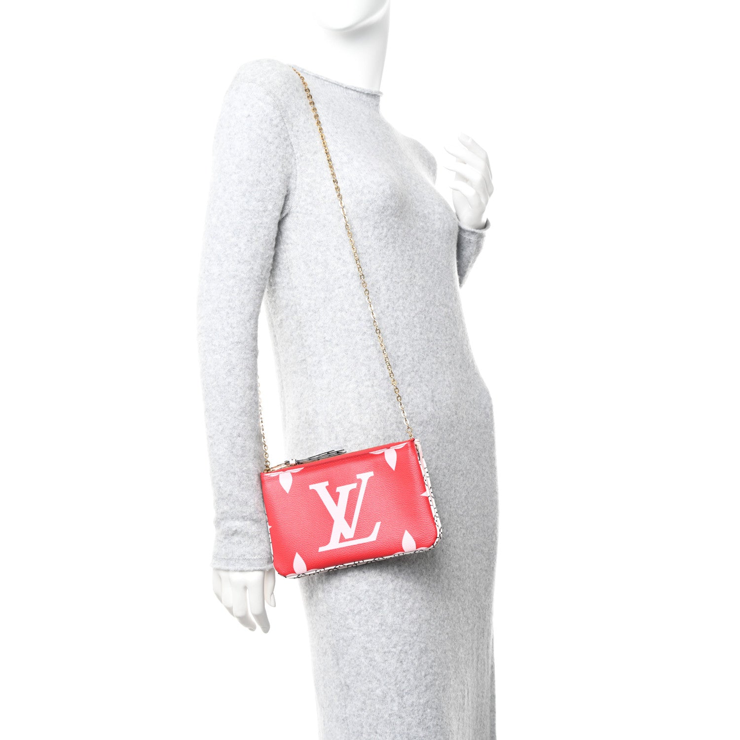 Louis Vuitton Monogram Giant Double Zip Pochette Rouge 2 of 12