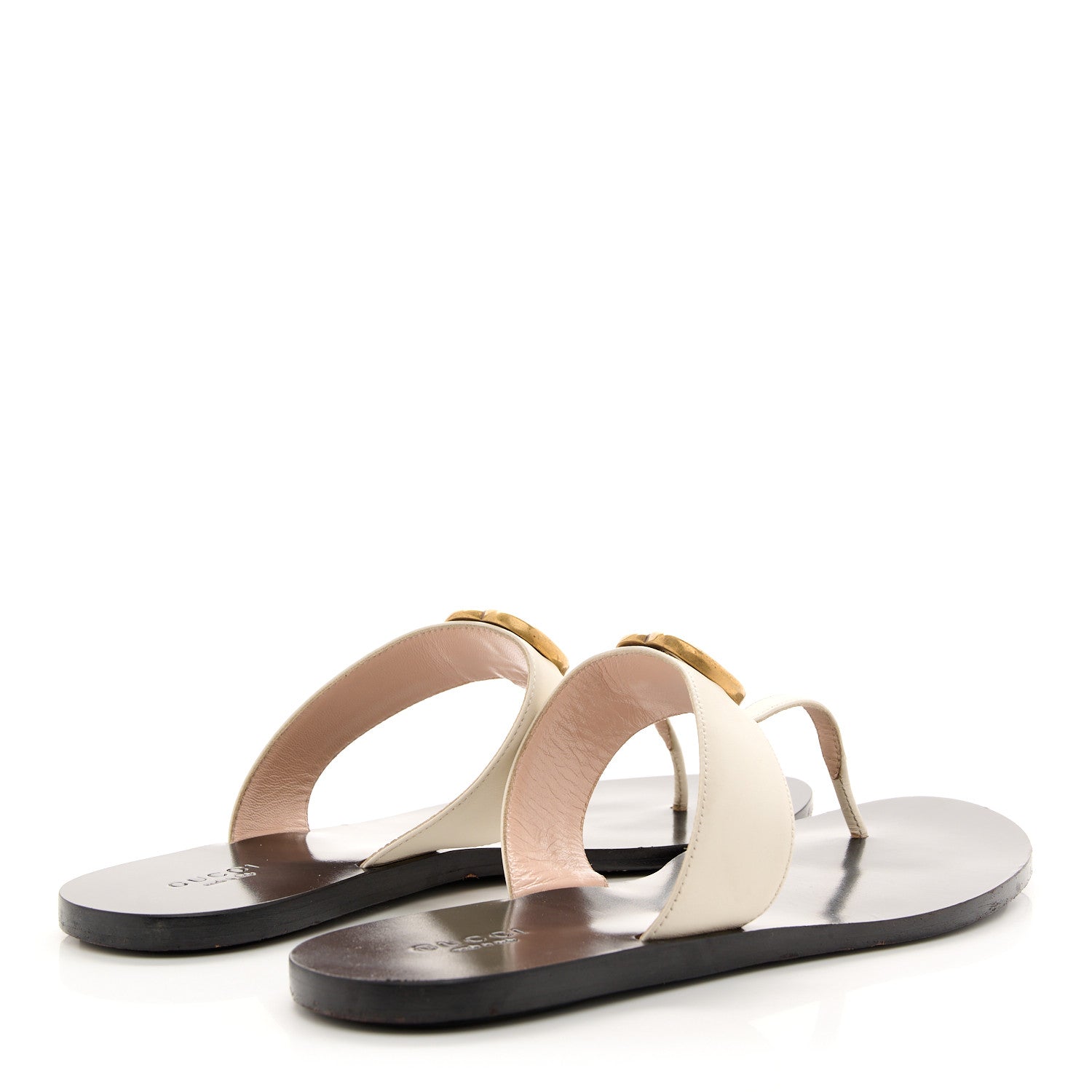 Gucci Calfskin GG Marmont Thong Sandals 38.5 Mystic White 5 of 9