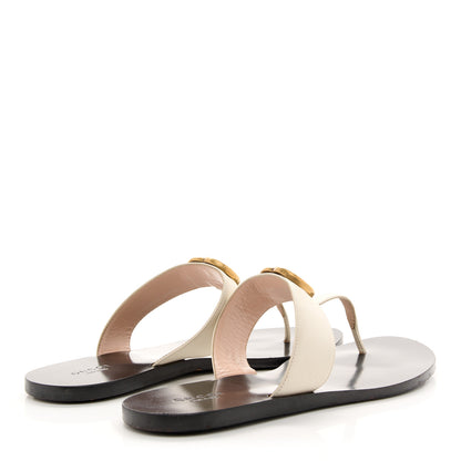 Gucci Calfskin GG Marmont Thong Sandals 38.5 Mystic White 5 of 9