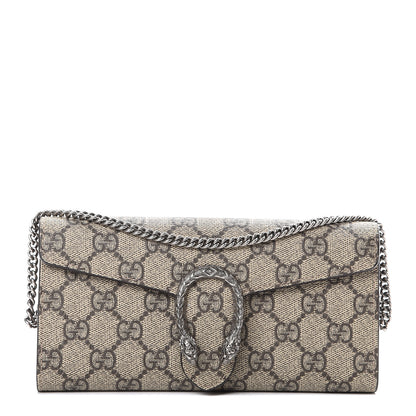 Gucci GG Supreme Monogram Dionysus Chain Clutch Wallet Beige Taupe 1 of 11