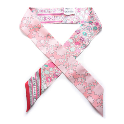 Hermes Silk Tapis Persans Twilly Rose Vert De Eau Creme 1 of 3