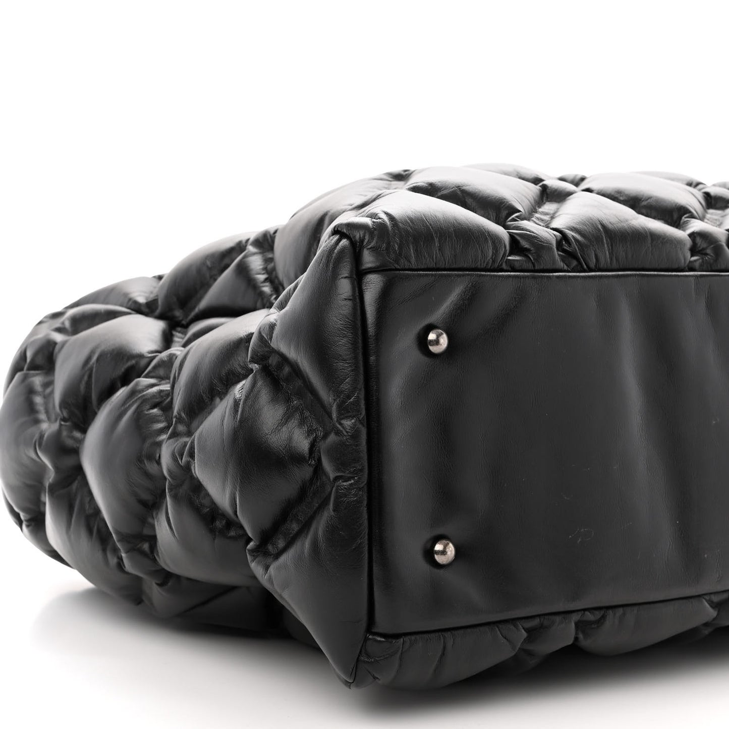 Calfskin Quilted Large Chesterfield Tote Black
