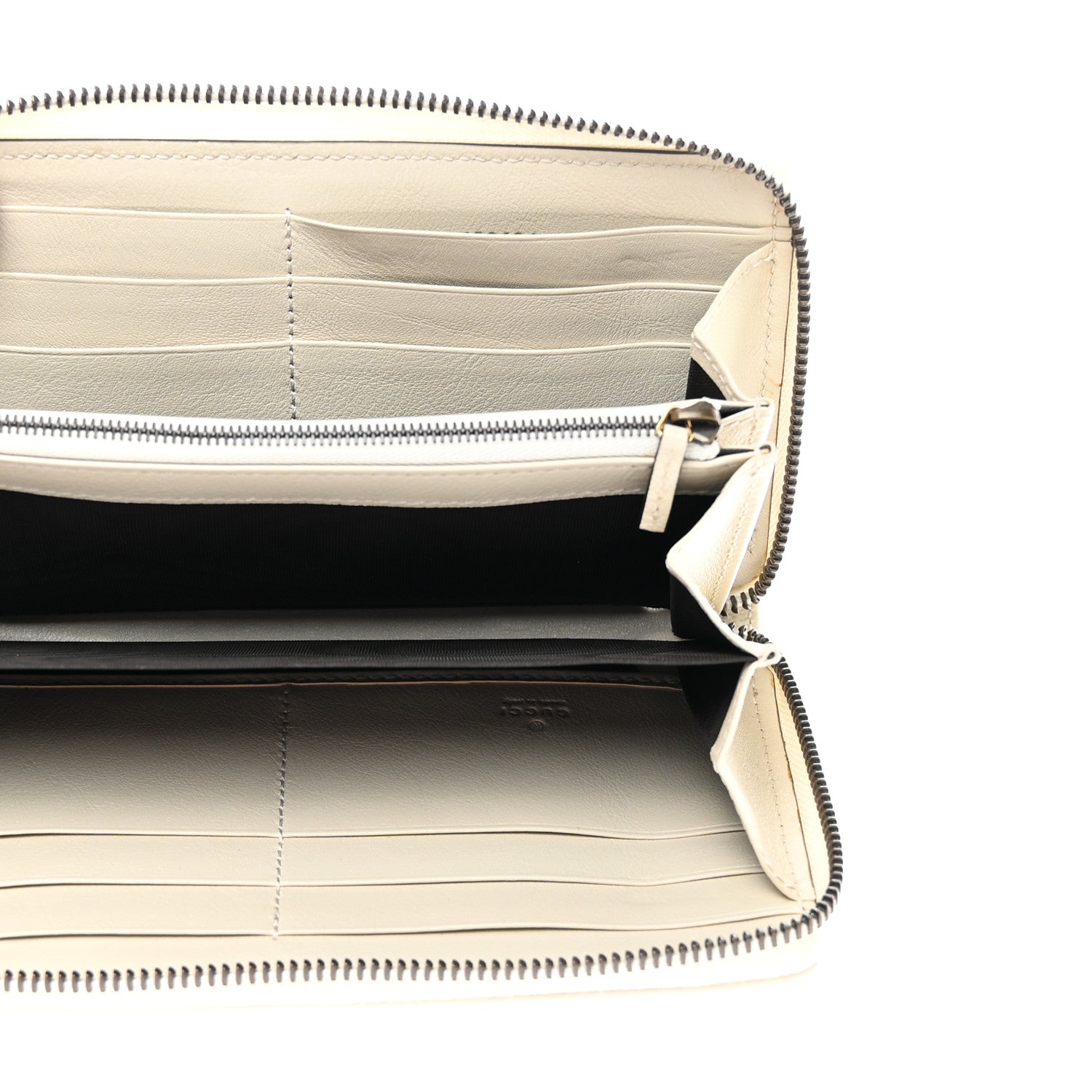 Gucci Wonka Grain Calfskin Diana Zip Around Continental Wallet Mystic White 5 of 8