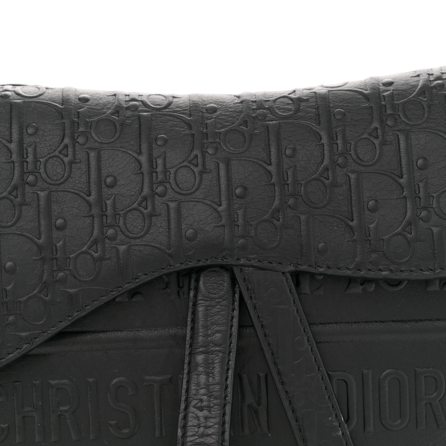 Christian Dior Calfskin Embossed Oblique Saddle Bag Black 8 of 11
