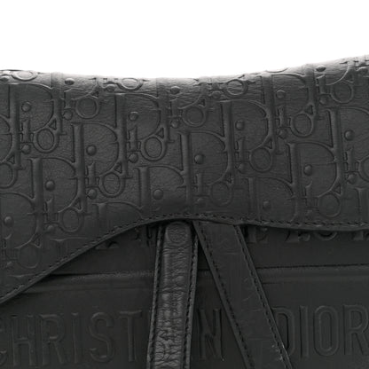 Christian Dior Calfskin Embossed Oblique Saddle Bag Black 8 of 11
