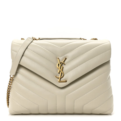 Saint Laurent Calfskin Y Quilted Monogram Medium Loulou Chain Satchel Crema Soft 1 of 11
