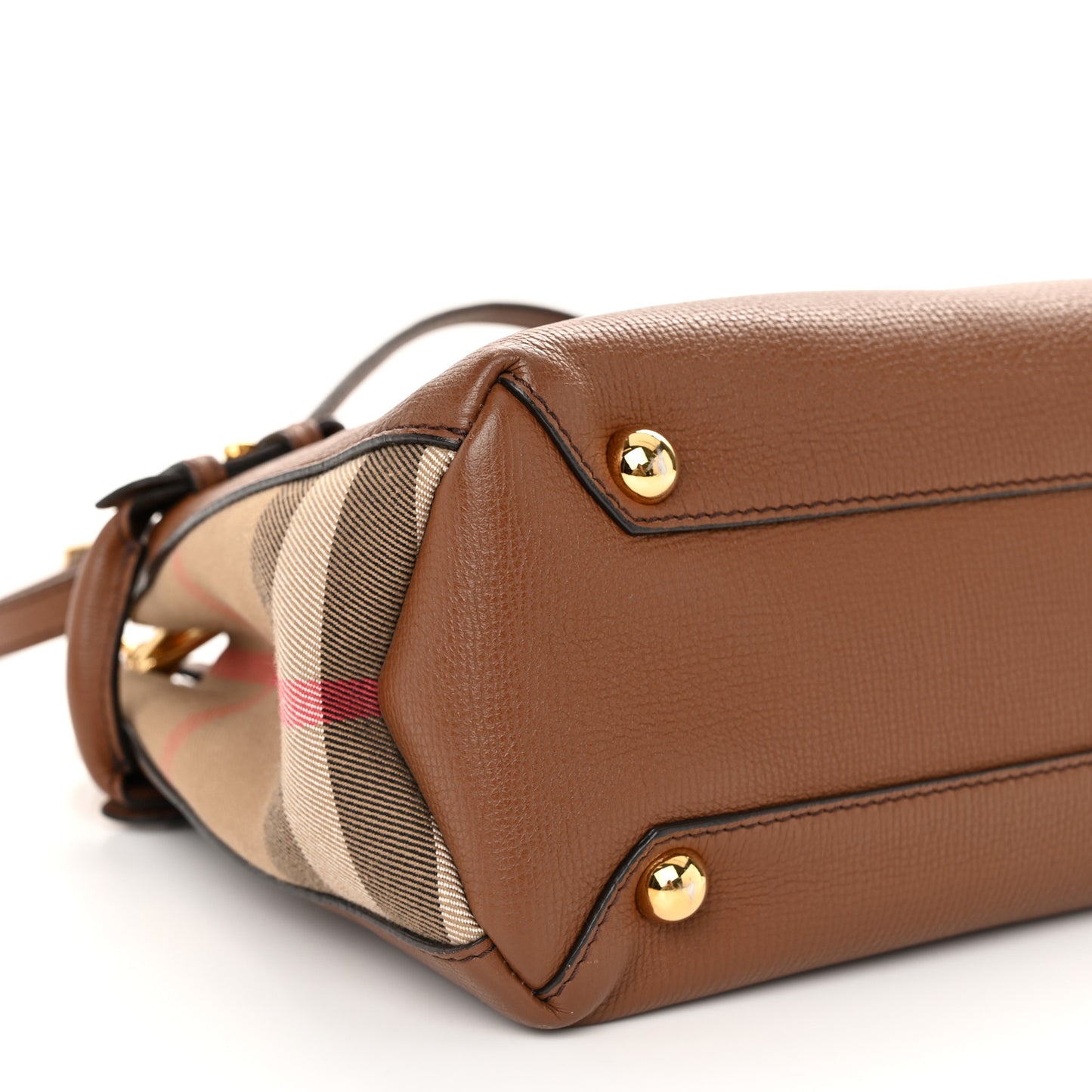 Derby Calfskin House Check Small Banner Tote Tan
