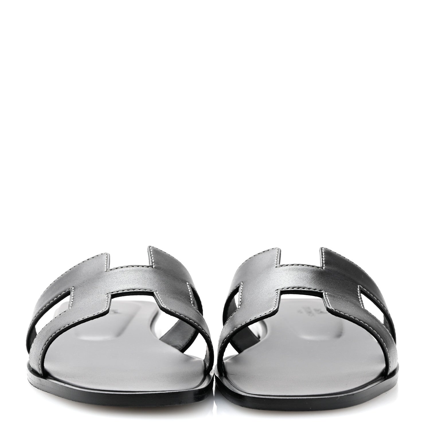 Hermes Box Calfskin Oran Sandals 39 Black 3 of 10