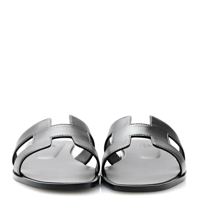 Hermes Box Calfskin Oran Sandals 39 Black 3 of 10