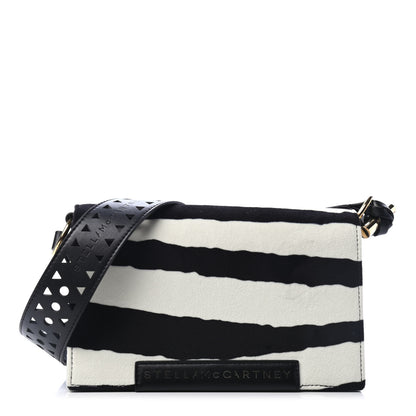 Stella McCartney Velvet Zebra Print Shoulder Bag Black 1 of 4