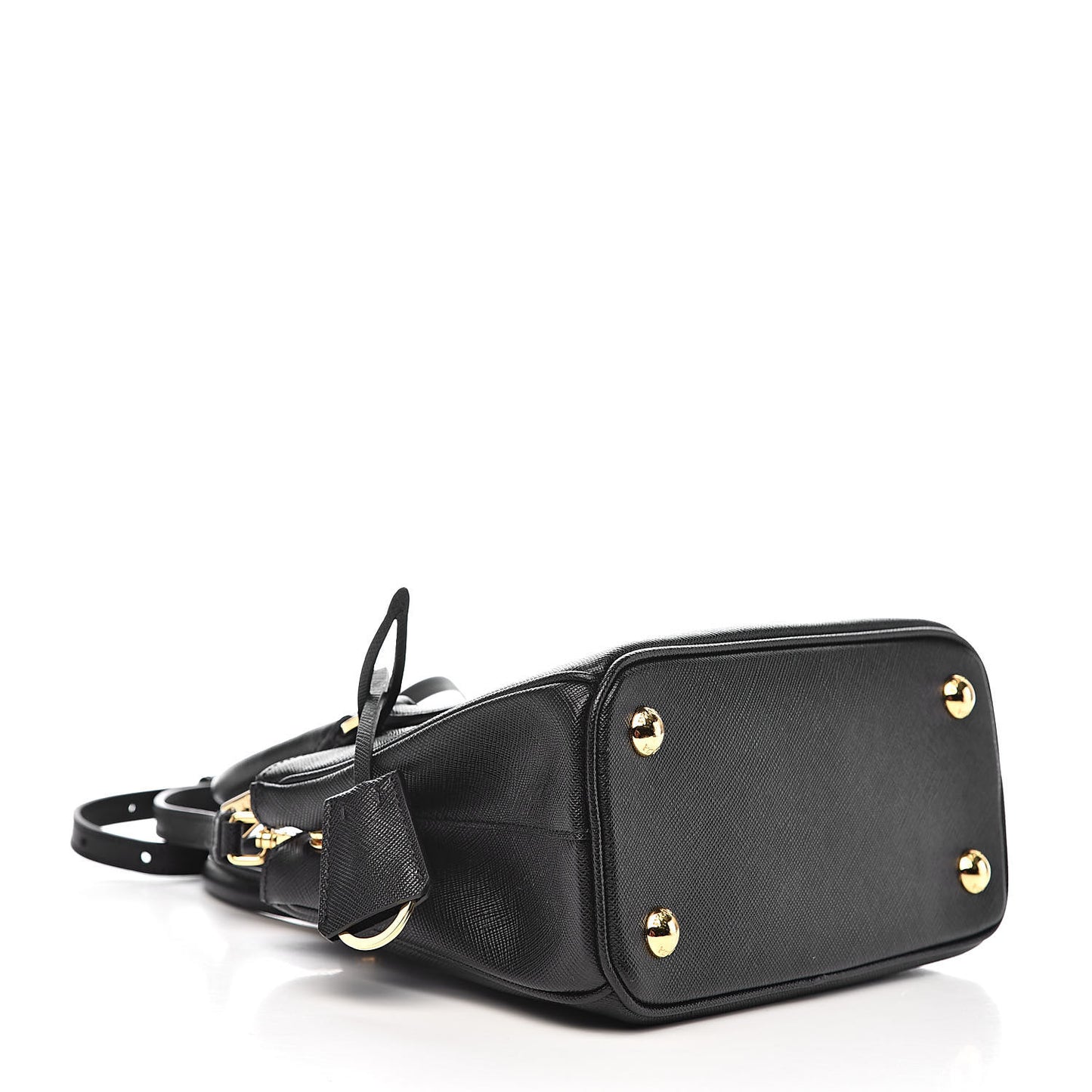 Saffiano Lux Mini Galleria Double Zip Tote Black
