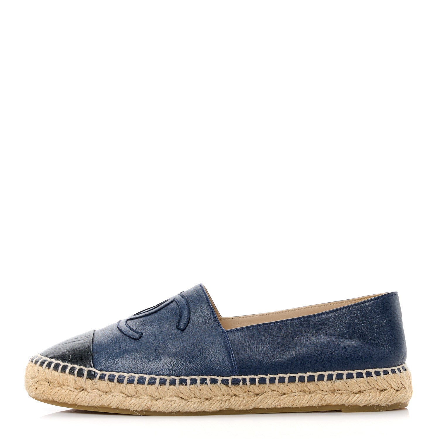 Chanel Lambskin CC Espadrilles 38 Navy Black 1 of 9