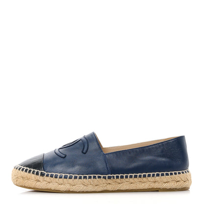 Chanel Lambskin CC Espadrilles 38 Navy Black 1 of 9