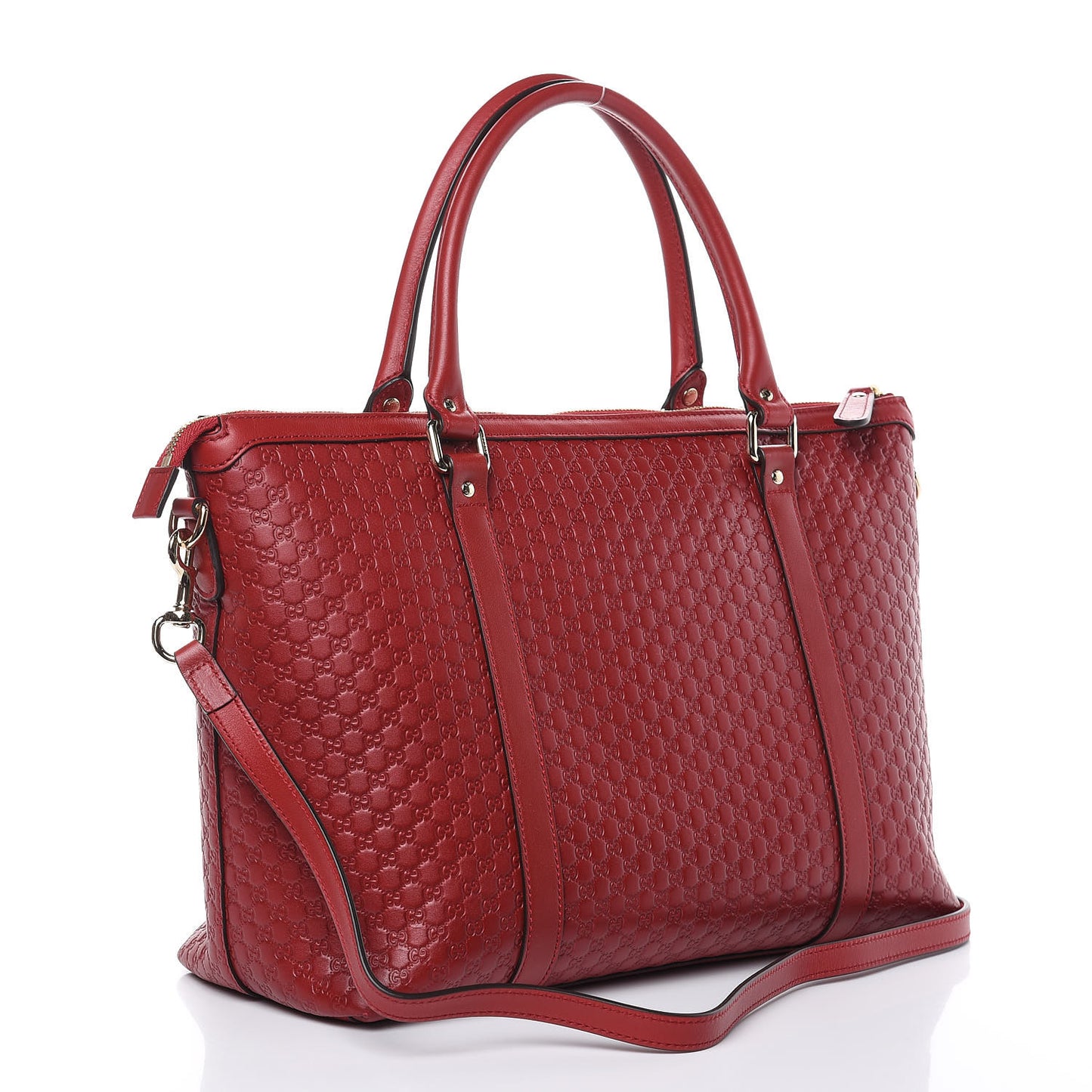 Soft Microguccissima Medium Zippered Satchel Rosso