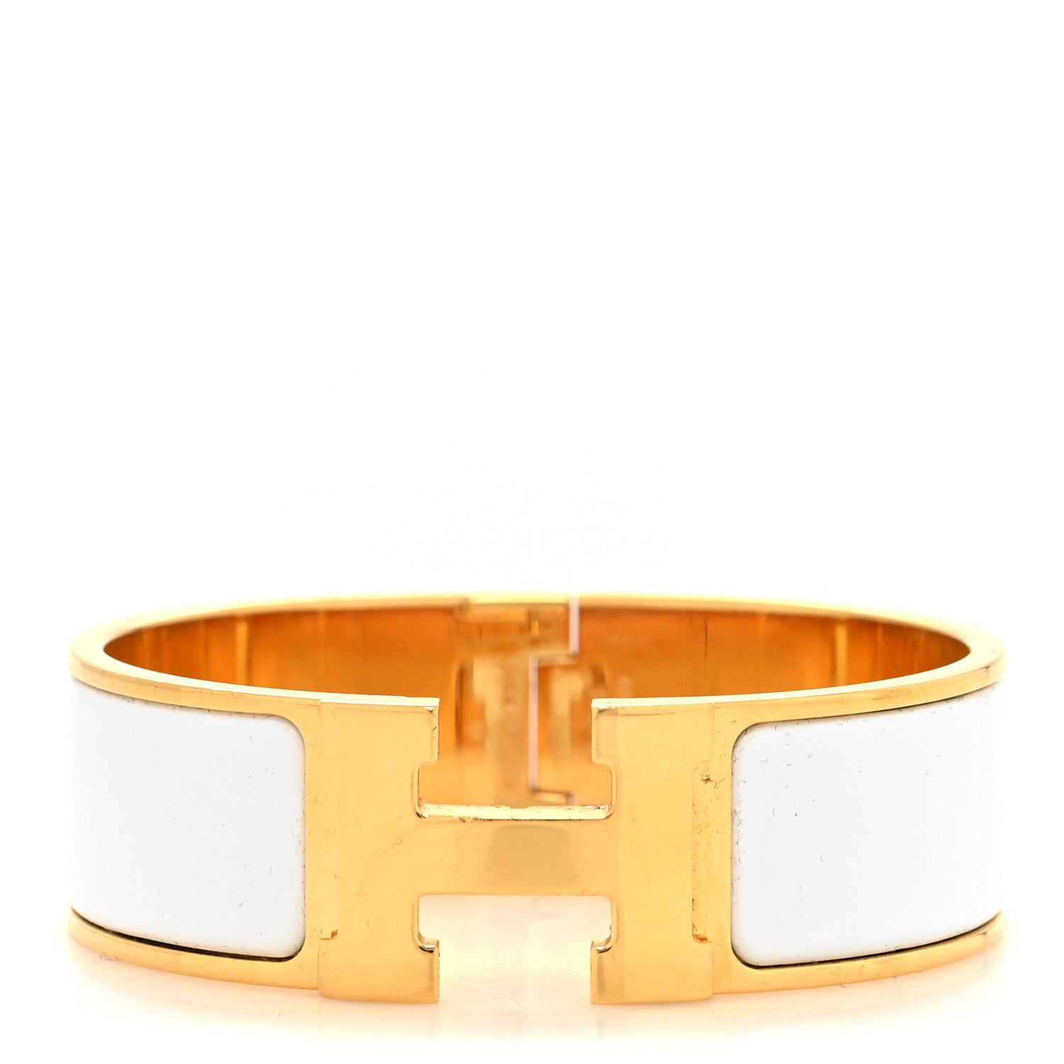 Hermes Enamel Wide Clic Clac H Bracelet GM White 1 of 5