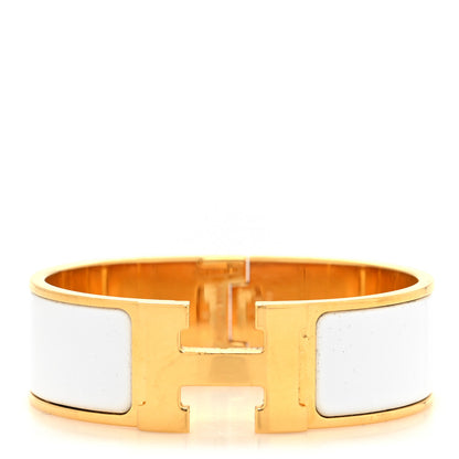 Hermes Enamel Wide Clic Clac H Bracelet GM White 1 of 5