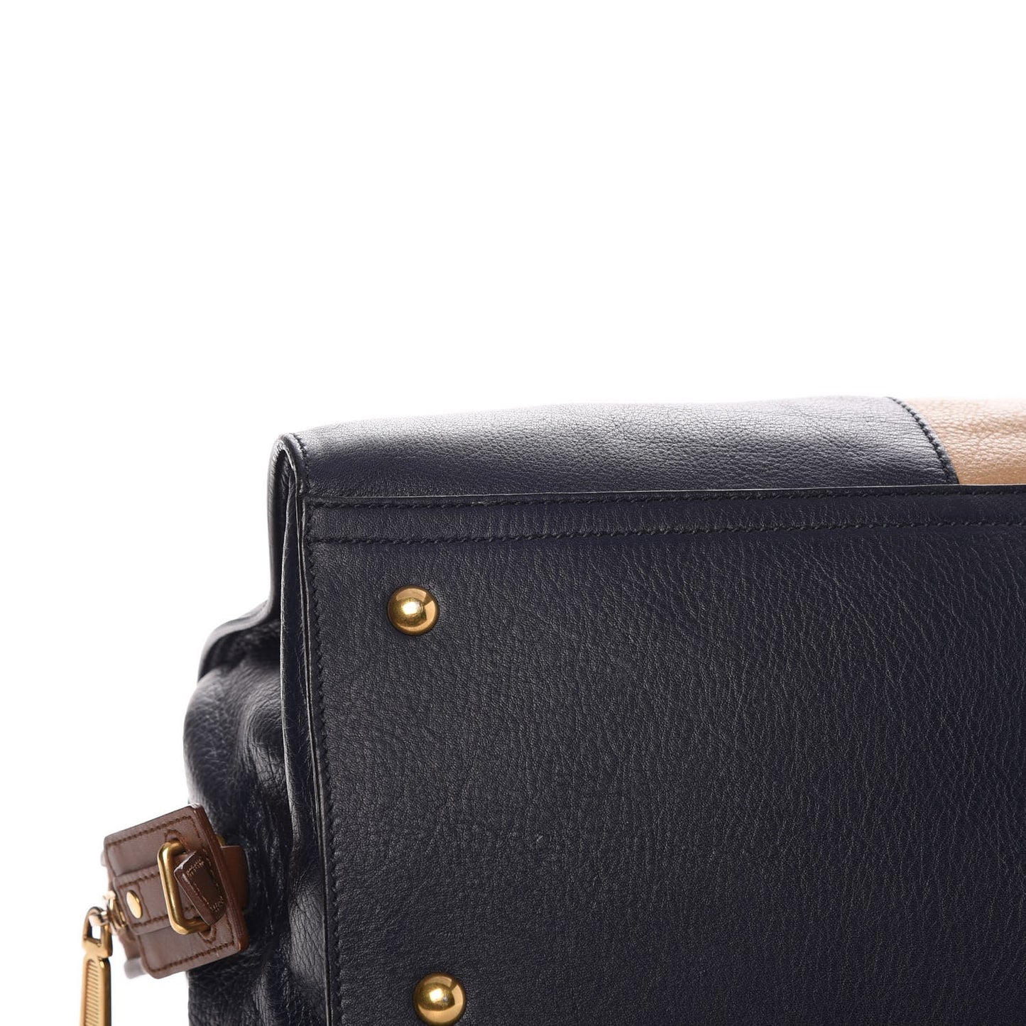 Calfskin Medium Tri-color Cabas Chyc Navy Mushroom