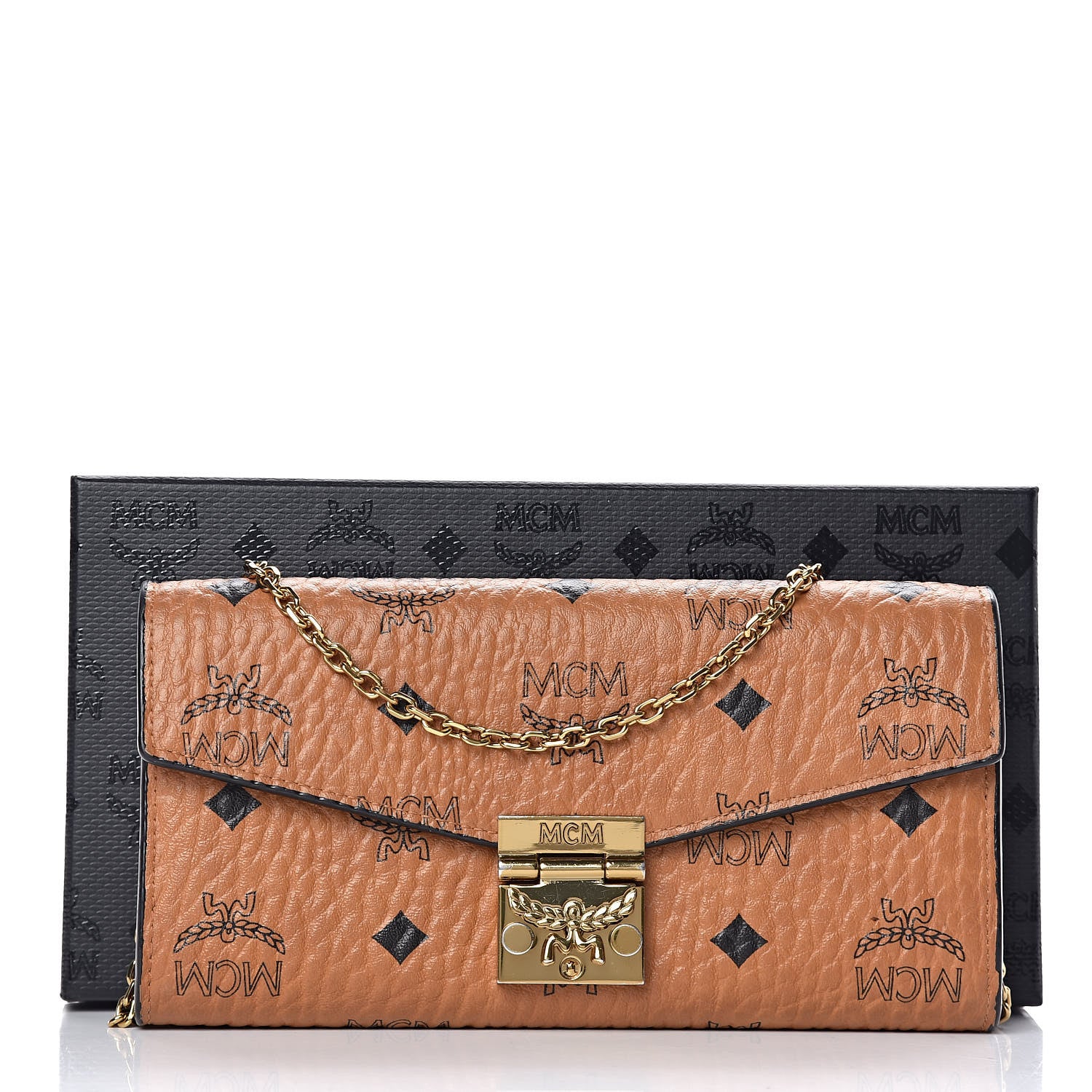MCM Visetos Large Patricia Wallet On Chain Cognac 10 of 10