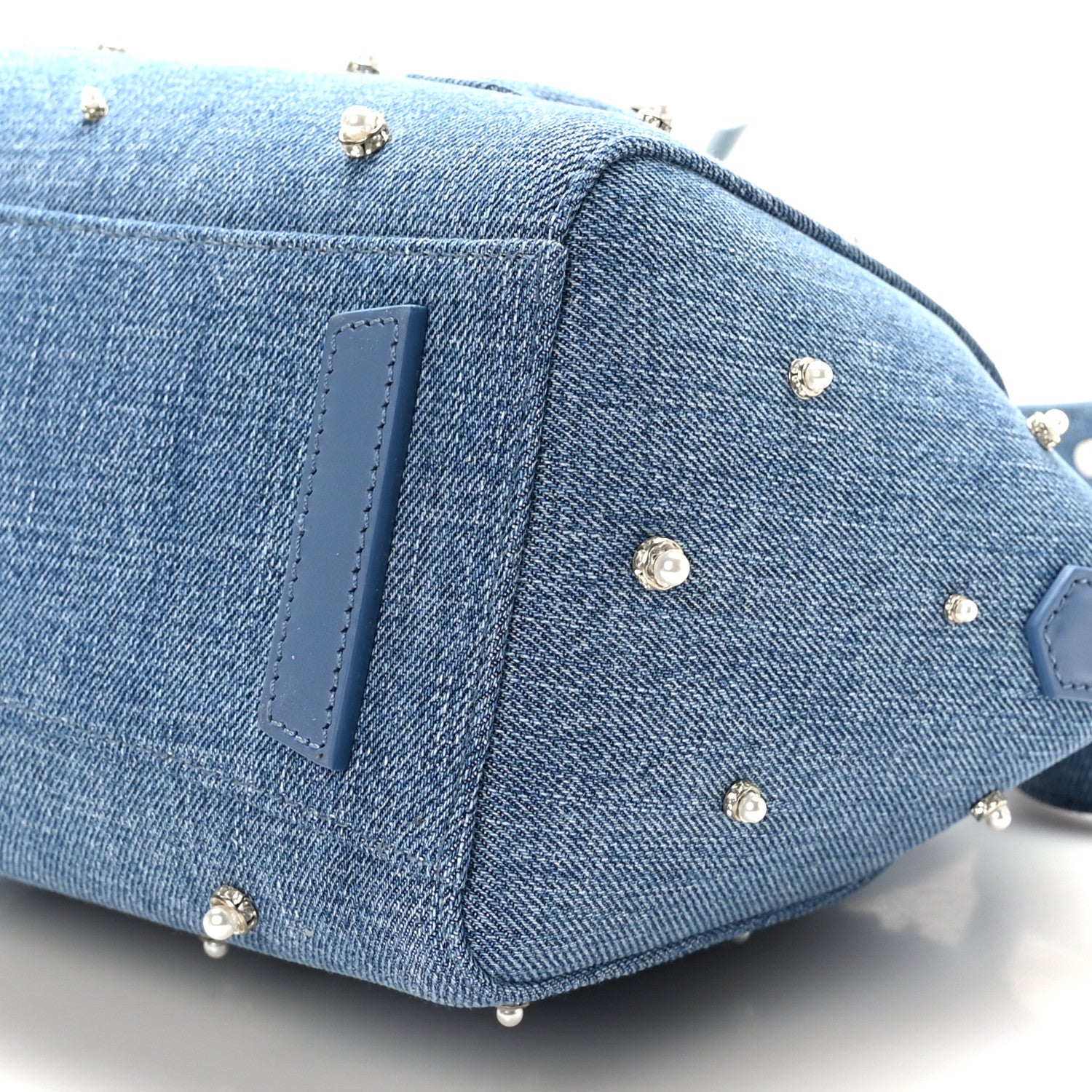 Givenchy Denim Pearl Embellished Mini Lock Antigona Shoulder Bag Blue 8 of 8