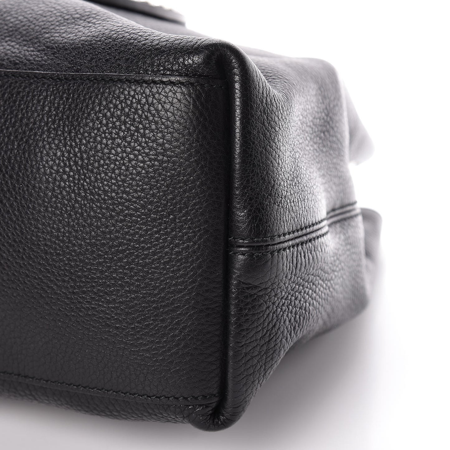 Pebbled Calfskin Studded Medium Soho Chain Shoulder Bag Black