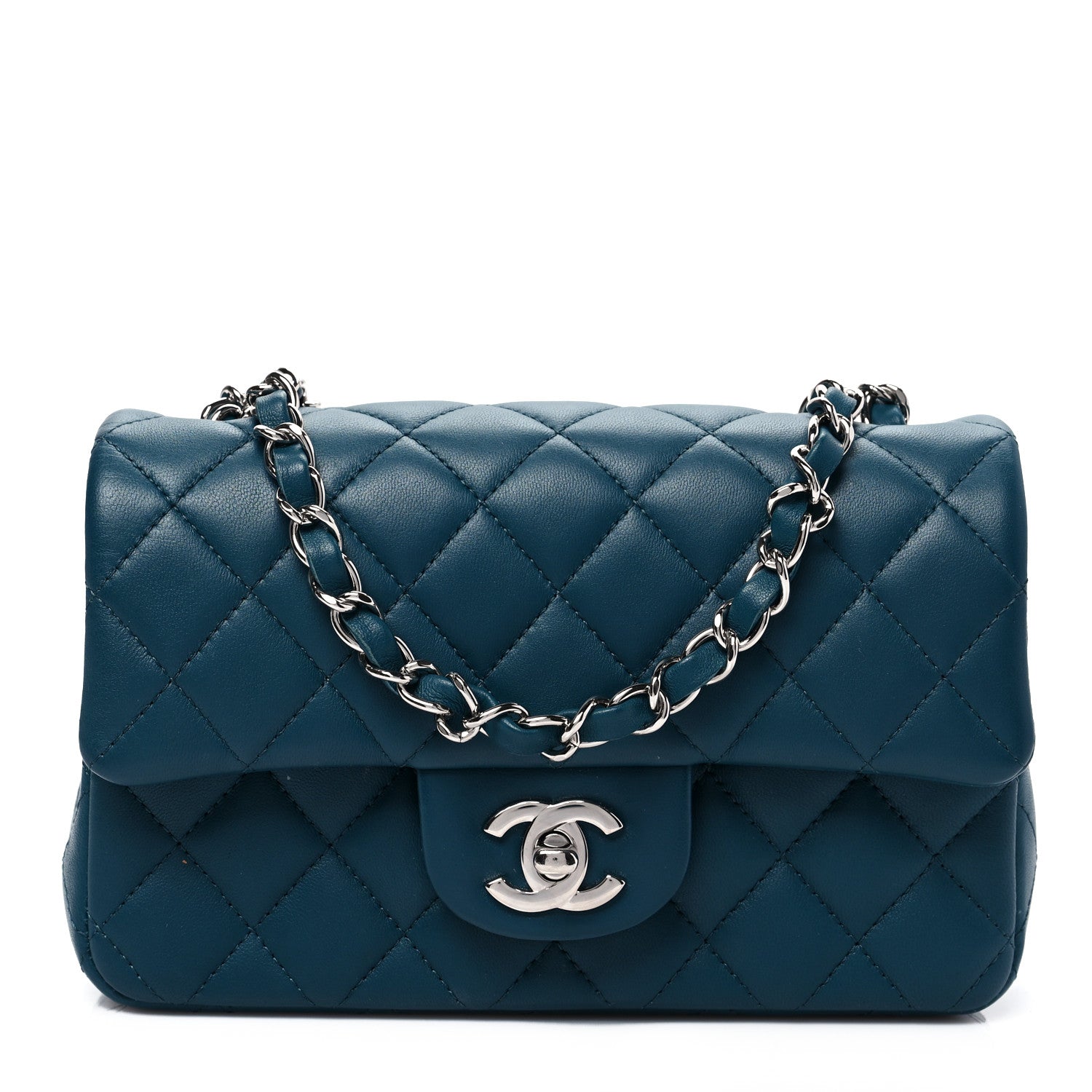 Chanel Lambskin Quilted Mini Rectangular Flap Dark Blue 1 of 7