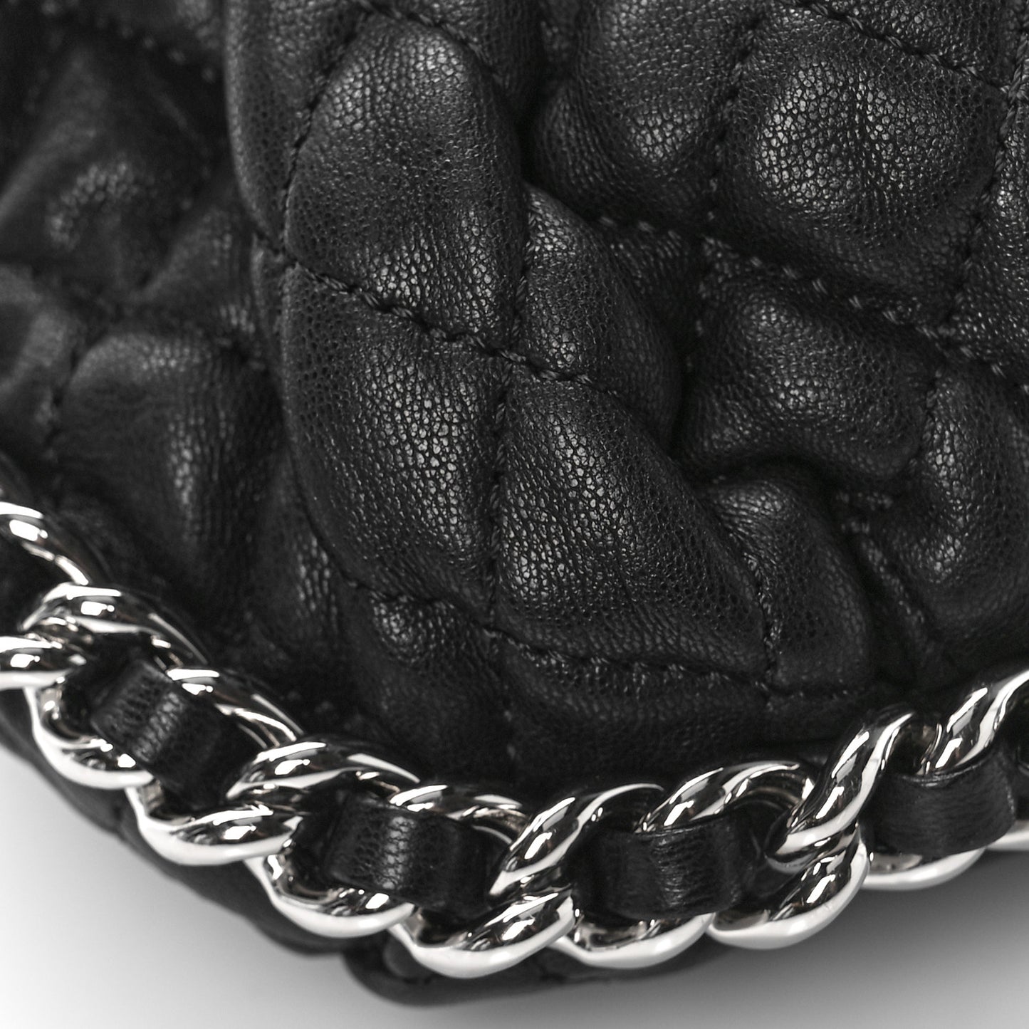 Washed Lambskin Quilted Mini Chain Around Flap Black