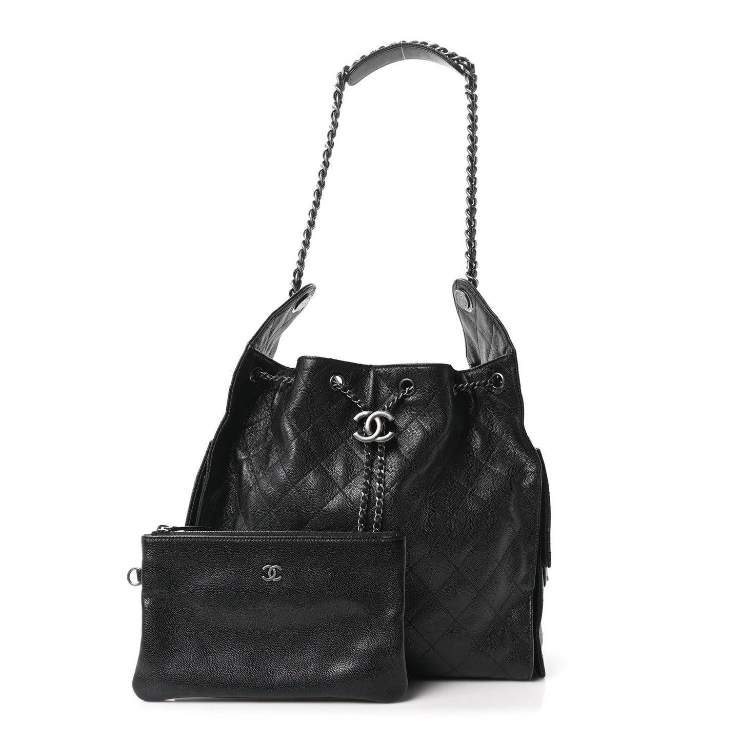 Caviar Quilted Medium Chanel 25 Handbag Black
