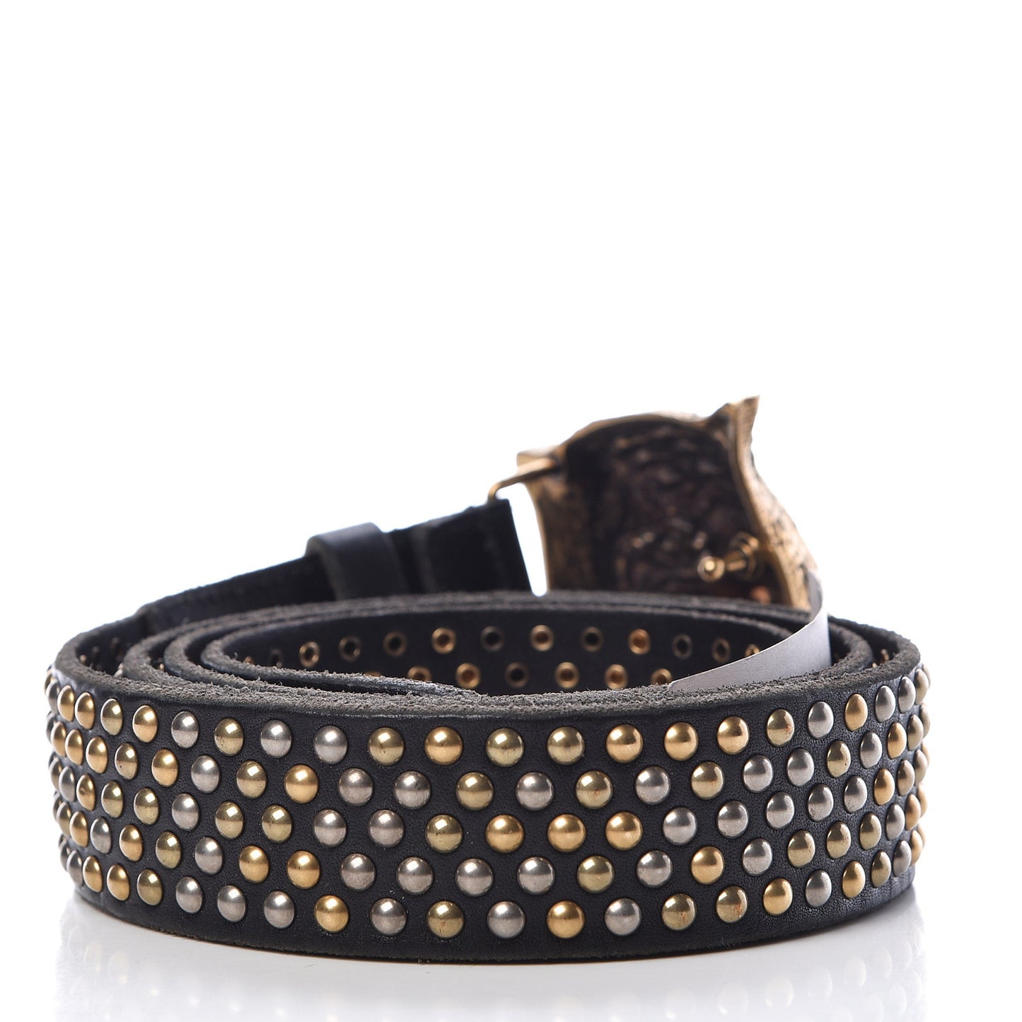Calfskin Studded Feline Belt 105 42 Black