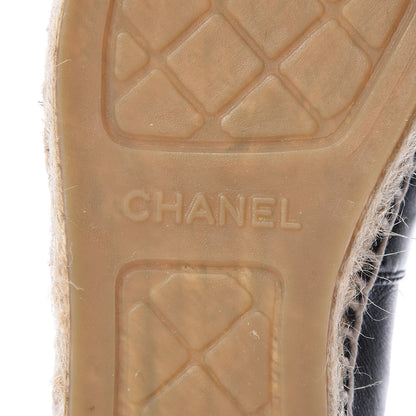 Chanel Lambskin Canvas Cap Toe CC Espadrilles 37 Black 6 of 9