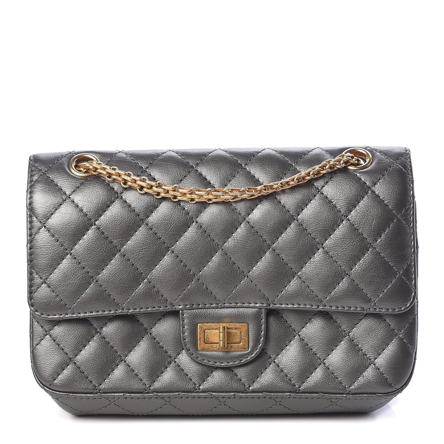 Metallic Calfskin Quilted 2.55 Reissue 225 Flap Charcoal